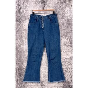 Loup Jeans Medium Womens High Rise Exposed Button Fly Frayed Hem Flare